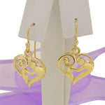 SOLID 9CT GOLD 14mm MOTHER BABY HEART CHARM BALL DROP HOOK EARRINGS