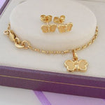 9CT YELLOW GOLD BUTTERFLY EARRINGS & BRACELET GORGEOUS SHIMMERING GIFT BOX