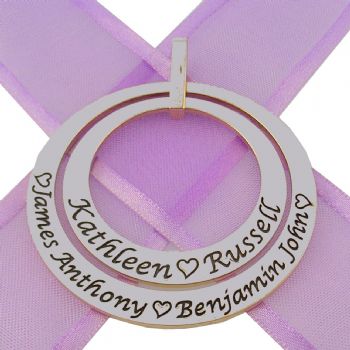 STERLING SILVER 35mm & 45mm CIRCLE OF LIFE PERSONALISED NAME PENDANT -35mm-45mm-FBail-SS