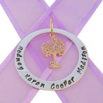 38mm CIRCLE OF LIFE PERSONALISED NAME 9CT GOLD TREE OF LIFE PENDANT -38mm-KB70-KB60-9Yjr