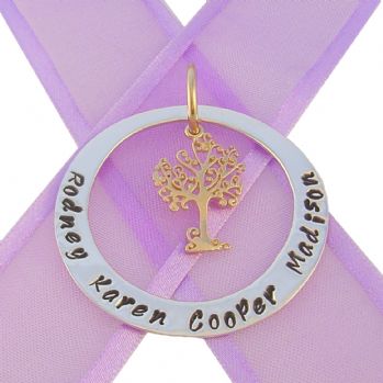 38mm CIRCLE OF LIFE PERSONALISED NAME 9CT GOLD TREE OF LIFE PENDANT -38mm-KB70-KB60-9Yjr