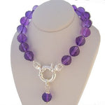 8mm FACET CUT NATURAL AMETHYST BOLT RING NECKLACE -NLET-8mmFctAm