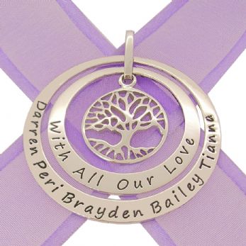 STERLING SILVER 35mm & 45mm TREE OF LIFE PERSONALISED NAME PENDANT -35mm-45mm-FBail-KB48-SS