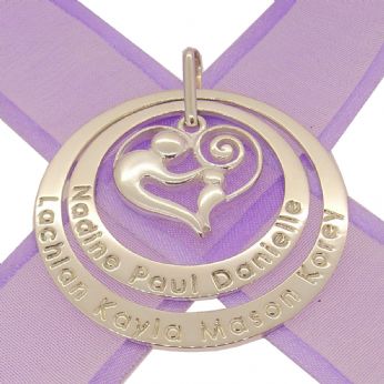 STERLING SILVER 35mm & 45mm CIRCLE OF LIFE PERSONALISED NAME PENDANT MOTHER BABY CHILD -35mm-45mm-FBail-KB69-SS