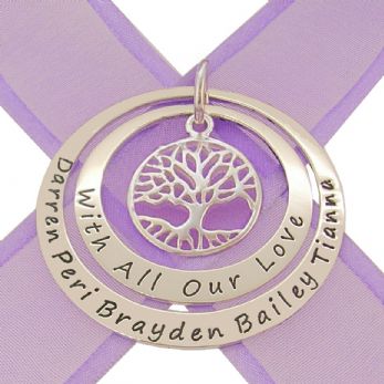 STERLING SILVER 35mm & 45mm TREE OF LIFE PERSONALISED NAME PENDANT -35mm-45mm-KB48ss-SSjr