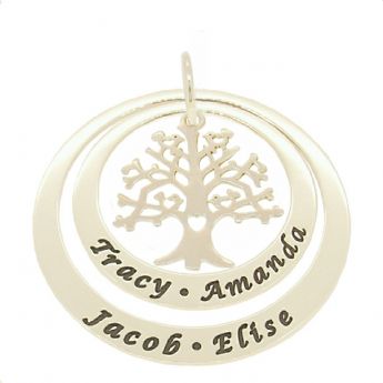 STERLING SILVER 35mm & 45mm CIRCLE OF LIFE PERSONALISED NAME FAMILY TREE PENDANT