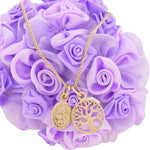 9CT GOLD SMALL OVAL ST CHRISTOPHER and TREE OF LIFE CHARM NECKLACE