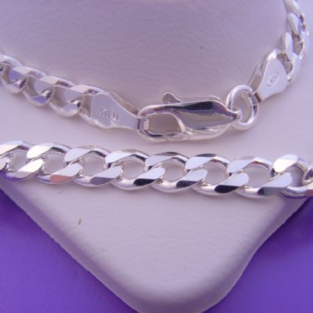 55CM STERLING SILVER UNISEX SQUARE CURB NECKLACE CHAIN