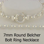 STERLING SILVER 7mm BELCHER BOLT RING NECKLACE -N-925-7mm-B4-BR