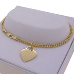 9CT GOLD 14mm HEART TAG CHARM CURB BRACELET
