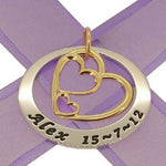 38mm CIRCLE OF LIFE PERSONALISED NAME 9CT GOLD TRILOGY HEART PENDANT -38mm-ss-kb124-9Y