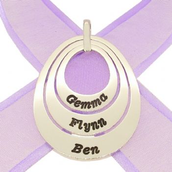 TRILOGY OVAL CIRCLE OF LIFE PERSONALISED FAMILY NAME PENDANT
