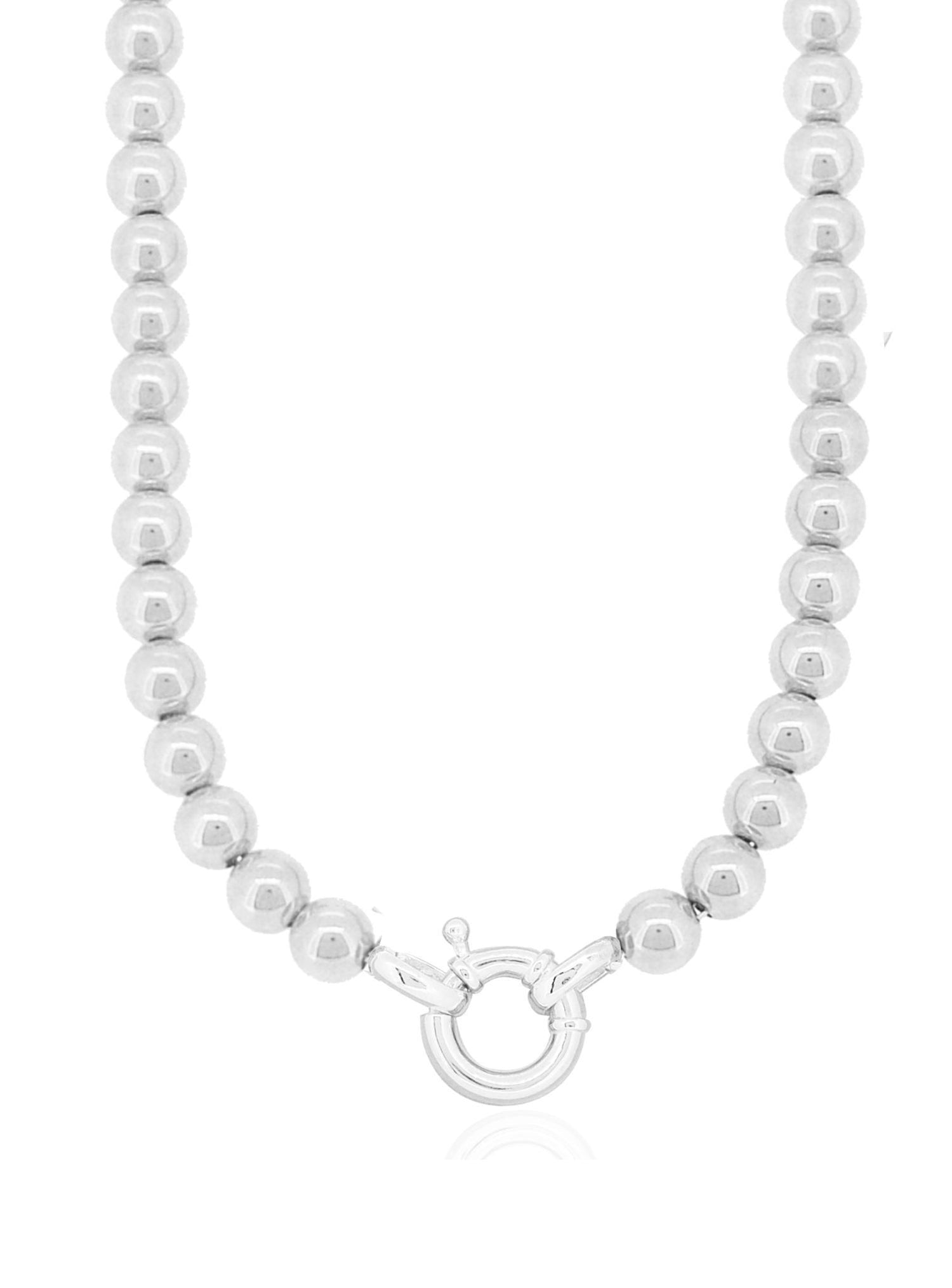 Sterling Silver 8mm Ball Chain Bolt Ring Necklace