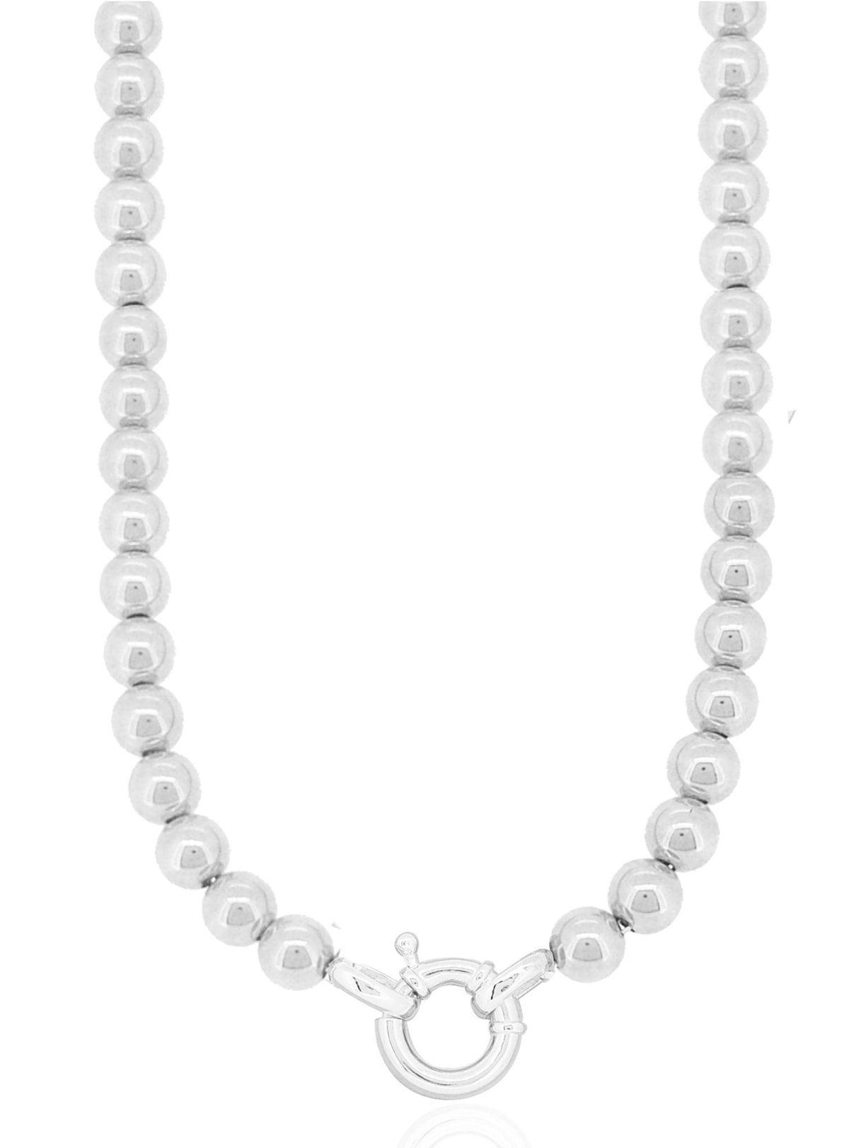 Sterling Silver 8mm Ball Chain Bolt Ring Necklace
