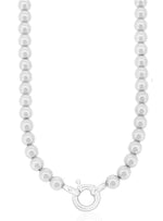 Sterling Silver 8mm Ball Chain Bolt Ring Necklace