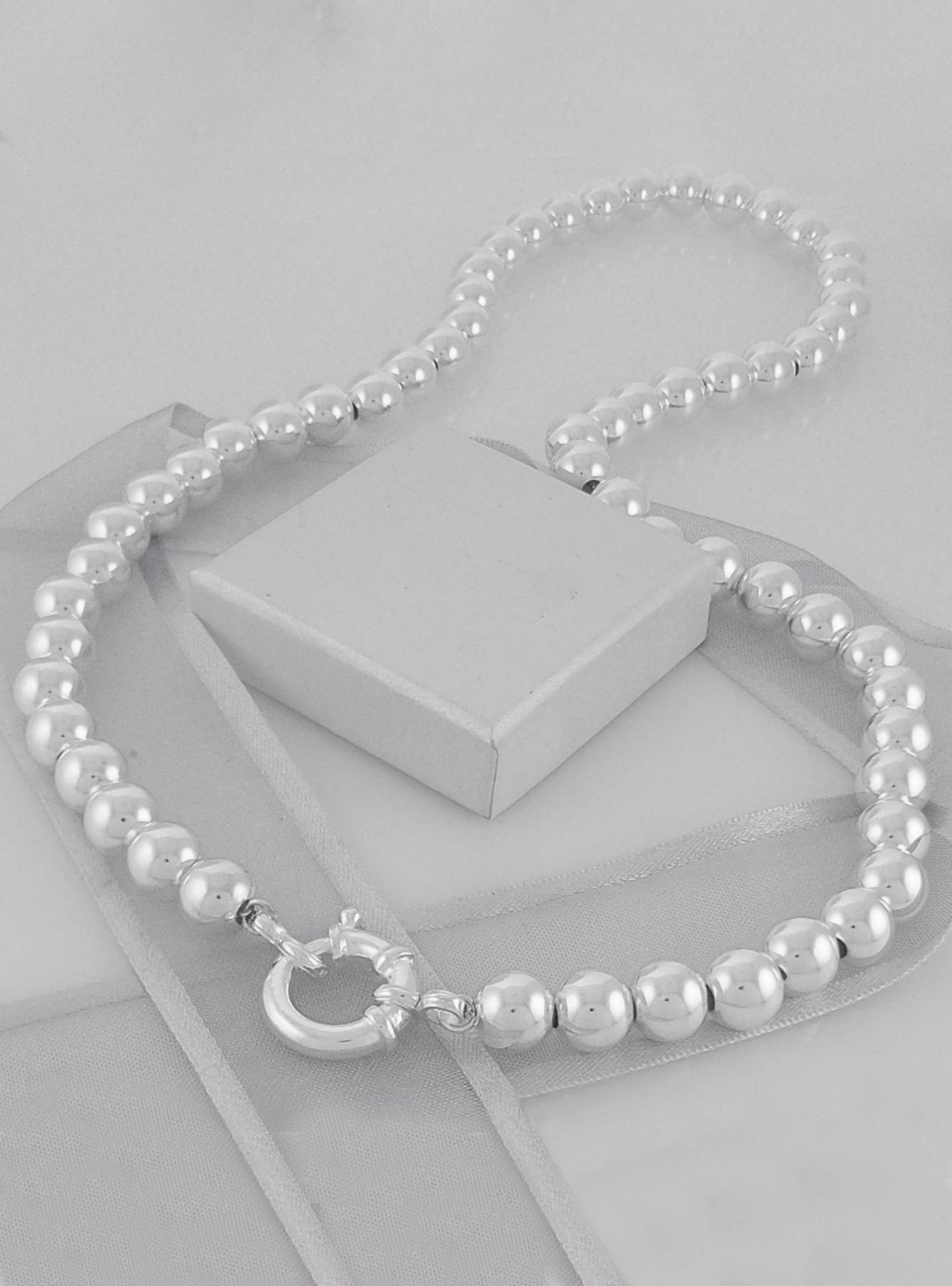 Sterling Silver 8mm Ball Chain Bolt Ring Necklace