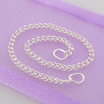 1.4mm CURB STERLING SILVER SAFETY CHAIN BRACELET 80mm - F_SS_SC_C40