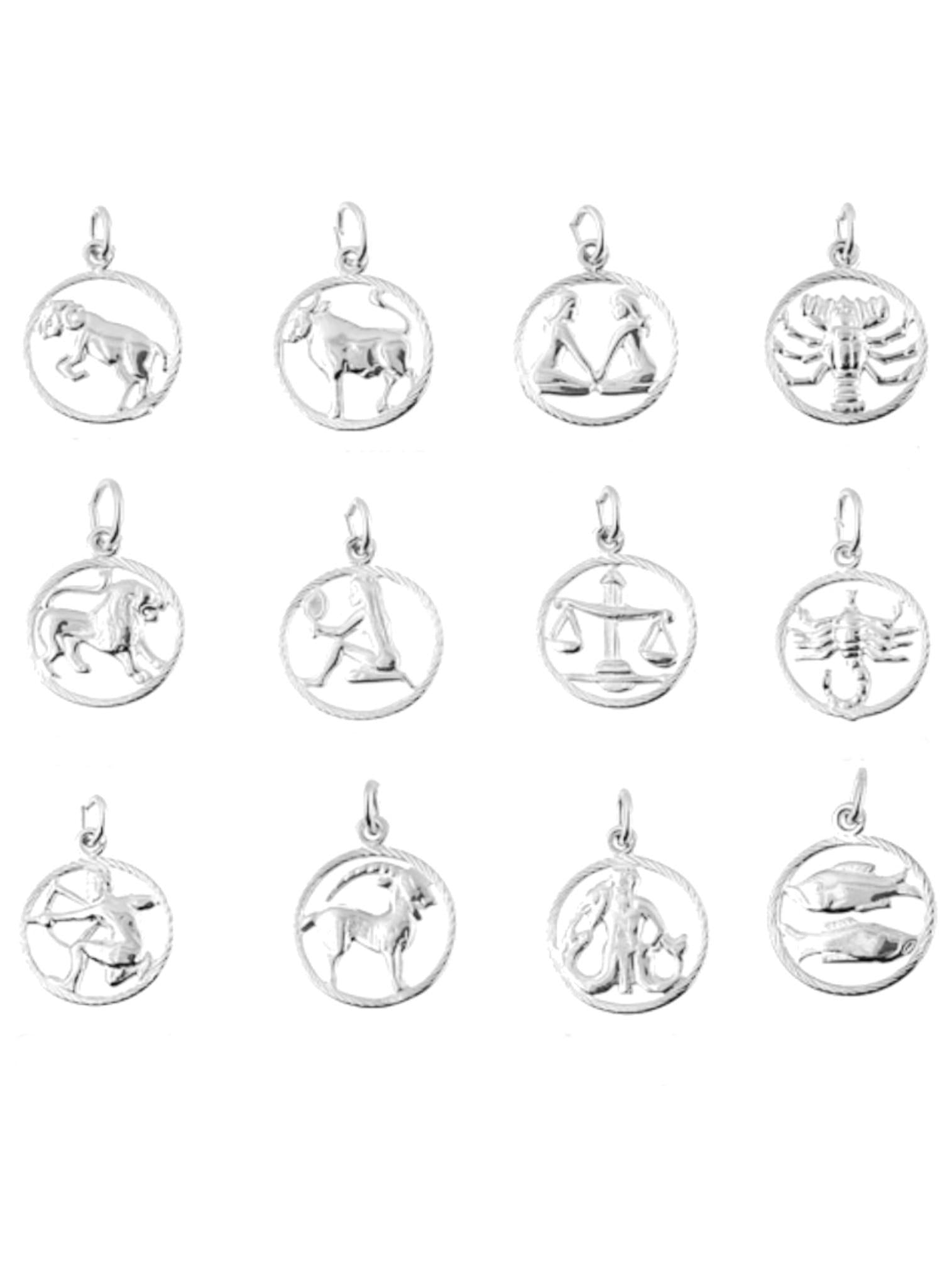Sterling Silver 15mm Zodic Star Sign Charm Pendant