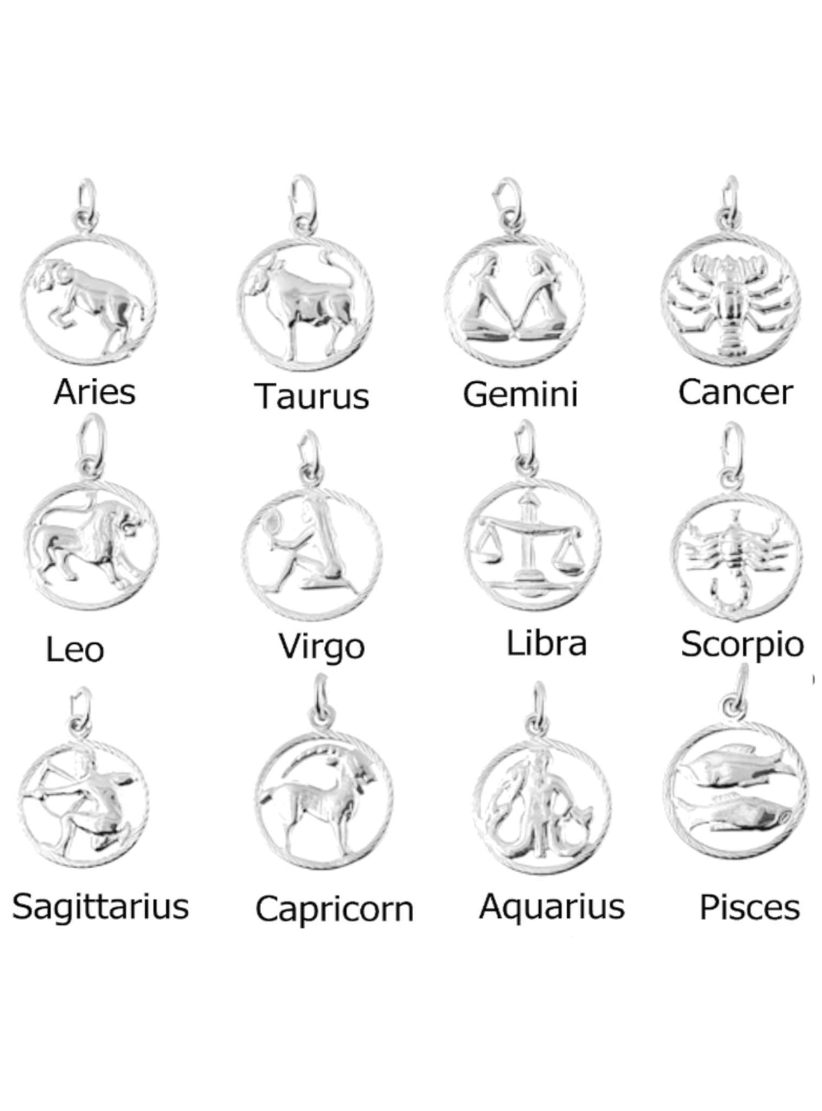 Sterling Silver 15mm Zodic Star Sign Charm Pendant