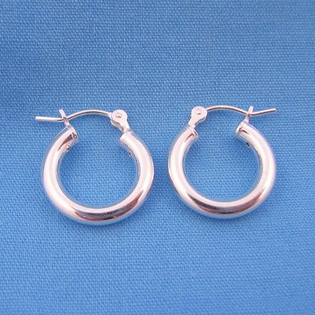 14mm CHILDRENS PIRATE HOOPS STERLING SILVER HOOP EARRINGS