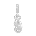 STERLING SILVER NUMBER NINE EUROPEAN BEAD CHARM