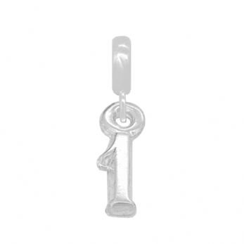 STERLING SILVER NUMBER ONE EUROPEAN BEAD CHARM