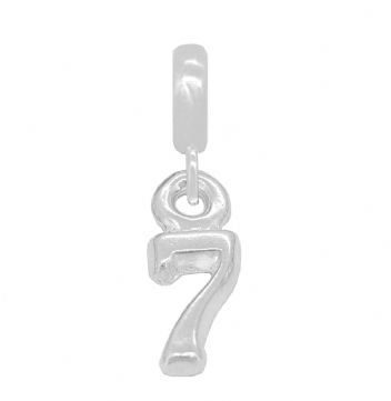 STERLING SILVER NUMBER SEVEN EUROPEAN BEAD CHARM