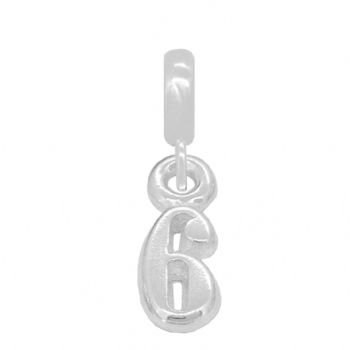 STERLING SILVER NUMBER SIX EUROPEAN BEAD CHARM