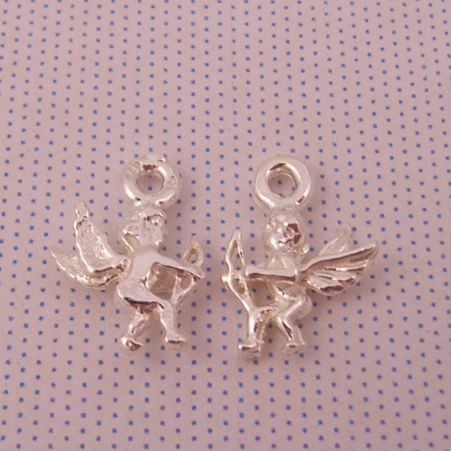 1 x PAIR STERLING SILVER 9mm CUPID LOVE ANGEL SLEEPER CHARMS
