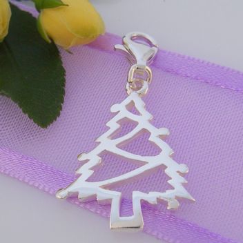STERLING SILVER CHRISTMAS TREE CLIP ON CHARM PENDANT - 925-54-706-2880