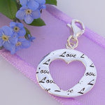 STERLING SILVER 16mm LOVE CIRCLE HEART CLIP ON CHARM 925-54-706-8768