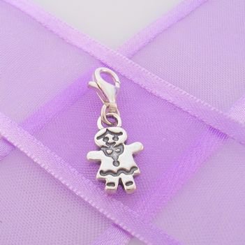 STERLING SILVER 9mm x 15mm FAMILY LITTLE GIRL DAUGHTER SISTER CLIP ON CHARM - TI-03504