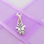 STERLING SILVER 9mm x 15mm FAMILY LITTLE GIRL DAUGHTER SISTER CLIP ON CHARM - TI-03504