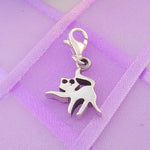 STERLING SILVER 13mm x 15mm FAMILY PET CAT KITTEN PUSSY CLIP ON CHARM - 925-54-706-1994