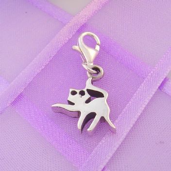 STERLING SILVER 13mm x 15mm FAMILY PET CAT KITTEN PUSSY CLIP ON CHARM - 925-54-706-1994