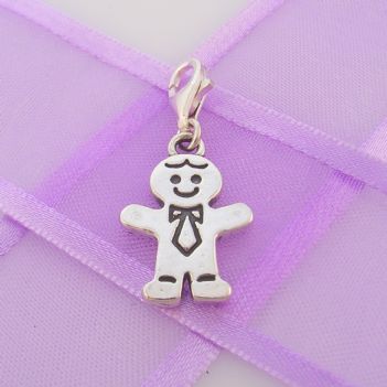 STERLING SILVER 13mm x 20mm FAMILY MAN DAD FATHER CLIP ON CHARM - TI-03507
