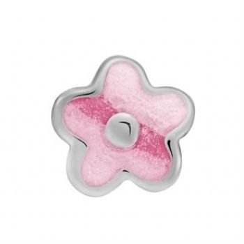 STERLING SILVER PASTICHE PETITE BABY PINK FLOWER BEAD CHARM -XE020PI