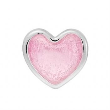 STERLING SILVER PASTICHE PETITE BABY PINK LOVE HEART BEAD CHARM -XE018PI