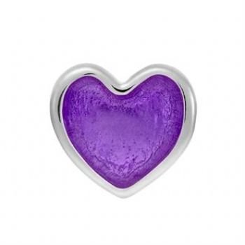 STERLING SILVER PASTICHE PETITE PURPLE LOVE HEART BEAD CHARM -XE018PU