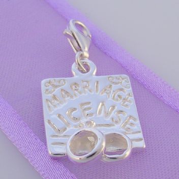 STERLING SILVERWEDDING MARRIAGE LICENSE CLIP ON CHARM -HR_KB7
