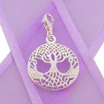 STERLING SILVER 18mm CELTIC TREE OF LIFE CLIP ON CHARM PENDANT -925-KB53