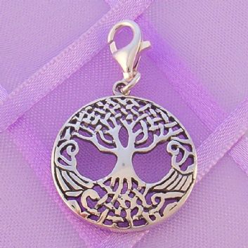 STERLING SILVER 18mm CELTIC TREE OF LIFECLIP ON CHARM -925-54-706-10145