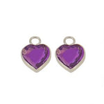 STERLING SILVER 6mm PURPLE CZ HEART SLEEPER CHARMS