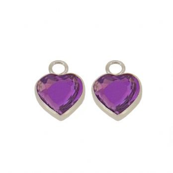 STERLING SILVER 6mm PURPLE CZ HEART SLEEPER CHARMS