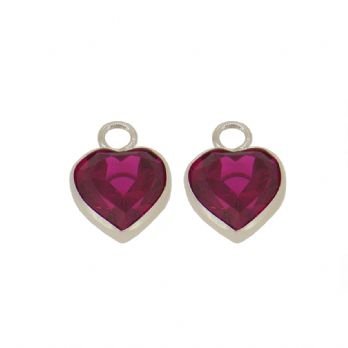 STERLING SILVER 6mm RED CZ HEART SLEEPER CHARMS