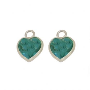 STERLING SILVER 6mm TURQUOISE CZ HEART SLEEPER CHARMS