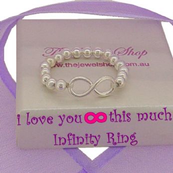 STERLING SILVER INFINITY SYMBOL BALL DESIGN CHARM RING