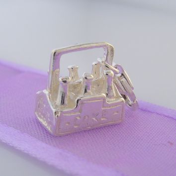 STERLING SILVER 6 PACK COKE BOTTLES CLIP ON CHARM - HR_KB37