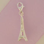 STERLING SILVER EIFFEL TOWER HOOKED ON CLIP CHARM PENDANT -HR267