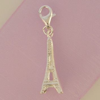 STERLING SILVER EIFFEL TOWER HOOKED ON CLIP CHARM PENDANT -HR267